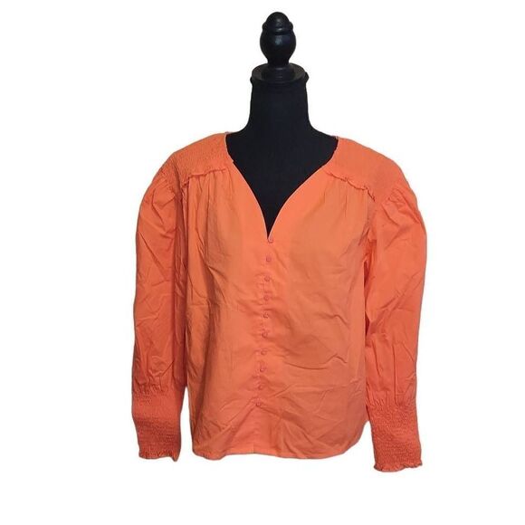 A New Day Leg of Mutton Sleeve Sweetheart Neckline Button Down Top - Picture 1 of 6